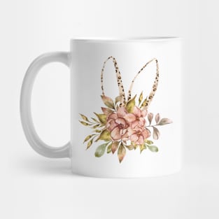 Cute leopard floral boho bunny ears illustration Mug